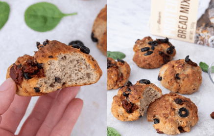 Fitness recipe: Protein buns with dried tomatoes and olives