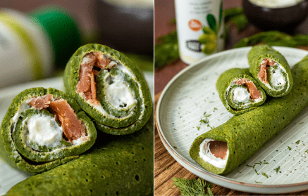 Fitness Recipe: Savoury Spinach Pancakes Filled with Ricotta and Salmon