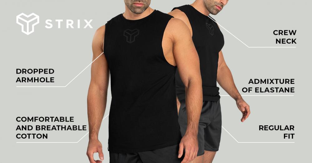 Essential Cut-Off Tank Top Black - STRIX