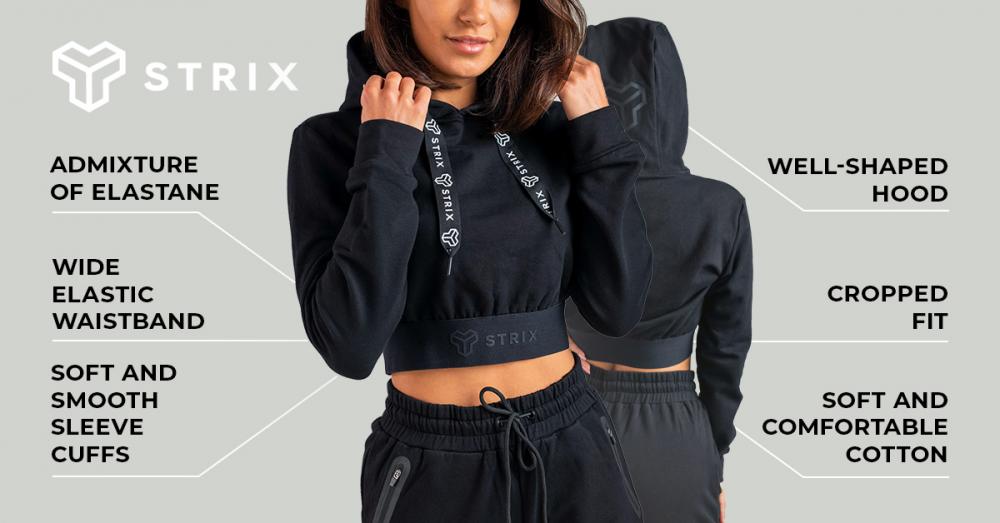 Women‘s Essential Cropped Hoodie Black - STRIX