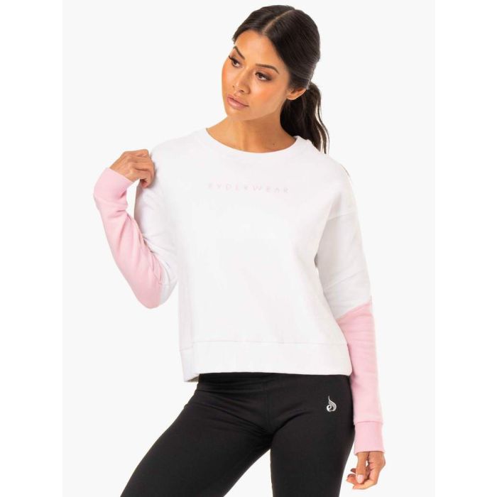 Women‘s Hybrid Pullover White Pink - Ryderwear