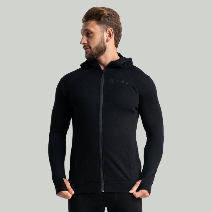 MERINO I Zip Up Hoodie Black - STRIX