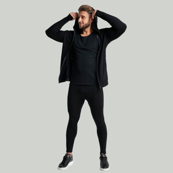 MERINO I Zip Up Hoodie Black - STRIX