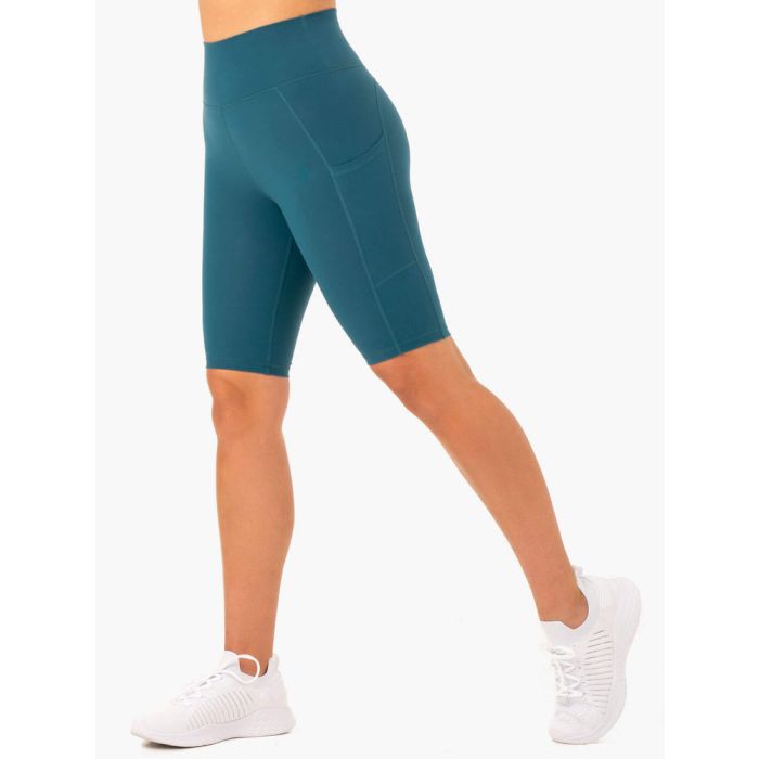 Women‘s Reset High-Waisted Pocket Bike Shorts Teal - Ryderwear