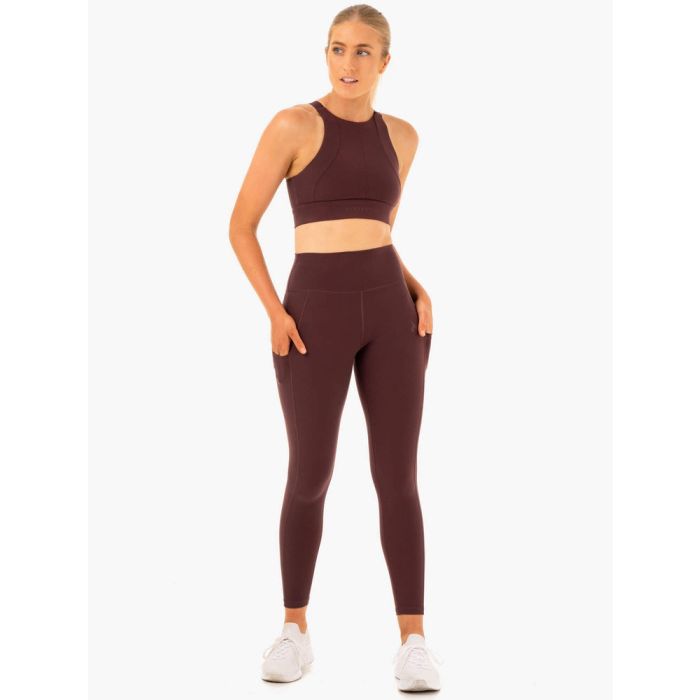 Women‘s Reset High Waisted Pocket Leggings Chocolate - Ryderwear