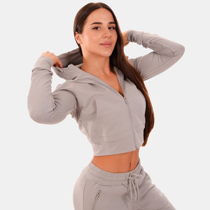 Women‘s TRN Zip-Up Hoodie Grey - GymBeam