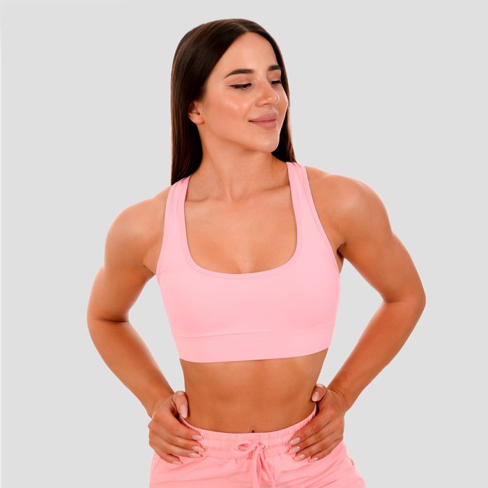 Mesh Panel Sports Bra Pink - GymBeam