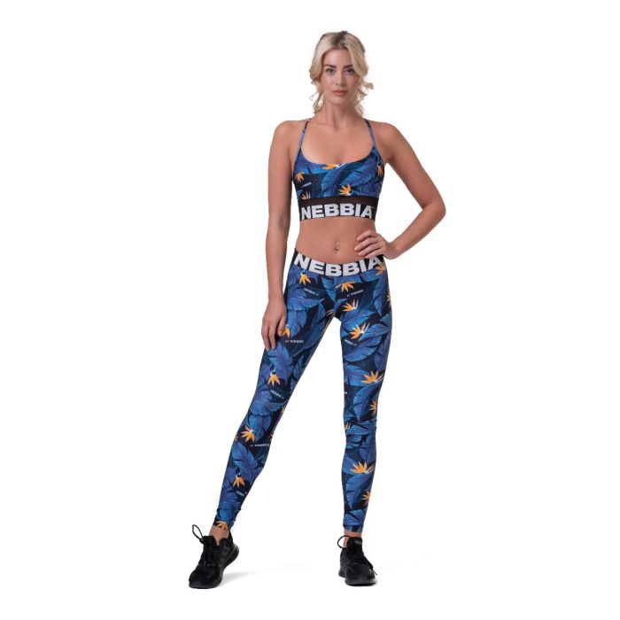 Women‘s Ocean Power Mid Waist Leggings Blue - NEBBIA