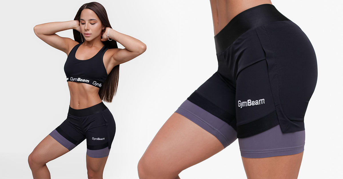 Women's shorts 2in1 Black Grey - GymBeam