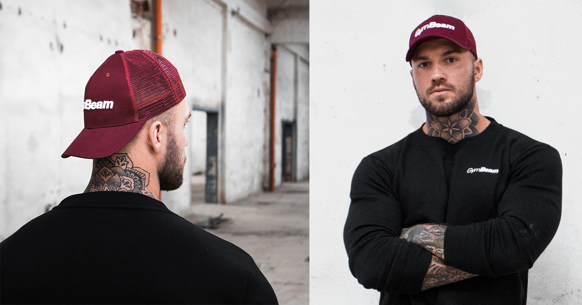 Baseball cap Mesh Panel Burgundy - GymBeam