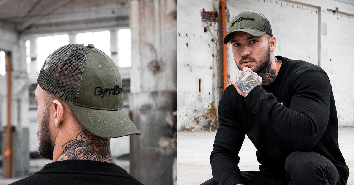 Baseball cap Mesh Panel Military Green - GymBeam