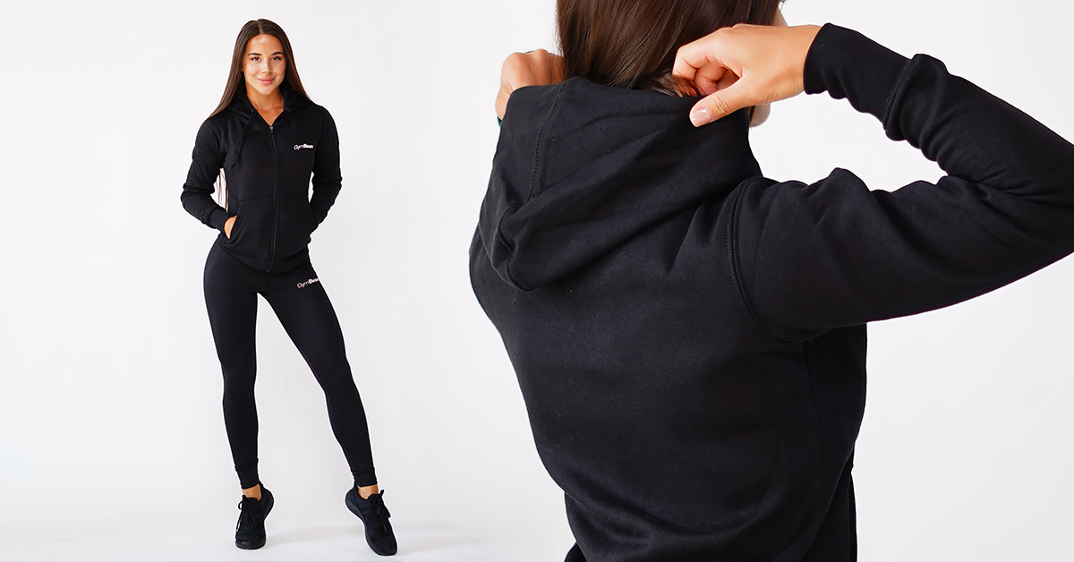 Women’s Zipper Hoodie Black - GymBeam